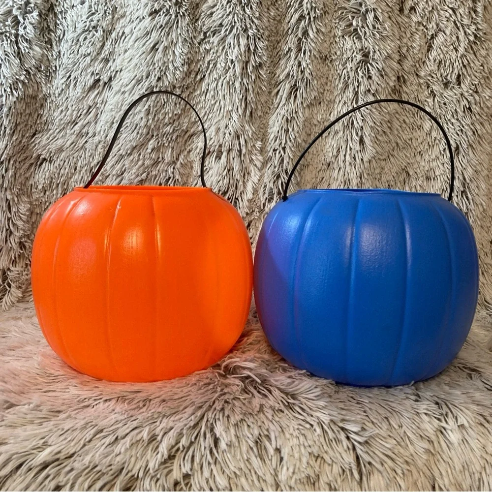 Vintage orange Empire/Blue General Foam blow mold JackOLantern Halloween bucket‎